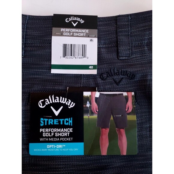 NWT Mens Callaway Opti Dry Gray Texture Stretch Performance Golf Shorts Size 40 - Picture 4 of 7